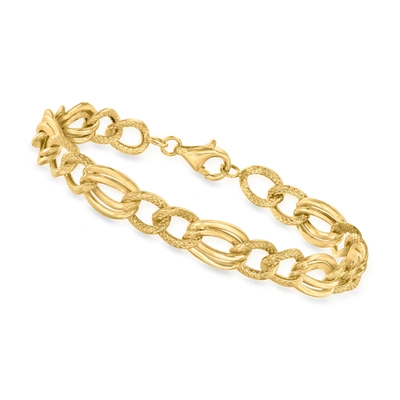 Canaria Fine Jewelry Canaria 10kt Yellow Gold Figaro-link Station Bracelet In Multi