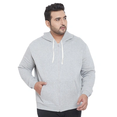 Instafab Plus Men Full Sleeve Hooded Sweatshirt In Grey