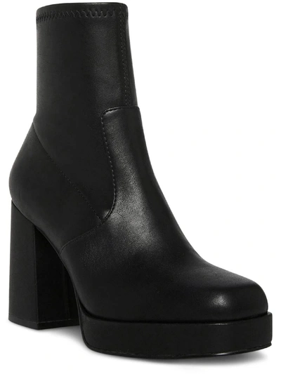 Steve Madden Ever Womens Leather Block Heels Ankle Boots In Black
