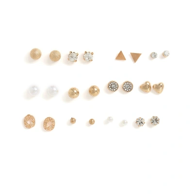 Sohi Gold-toned White Contemporary Studs Earrings