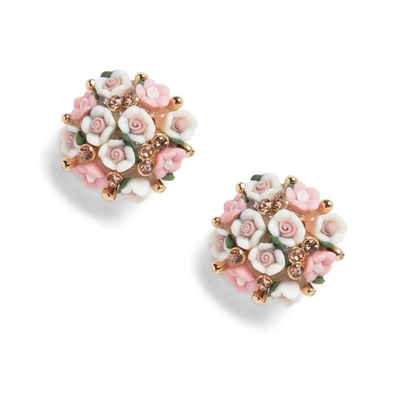 Sohi Floral Designed Earrings In Pink