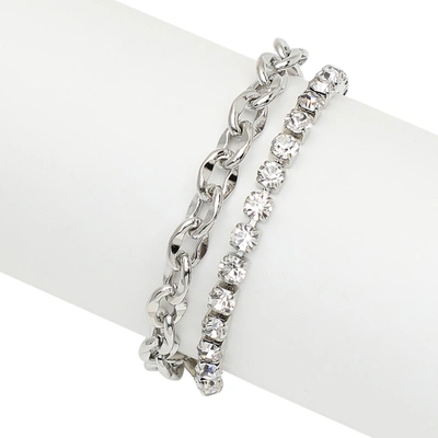 Sohi Multi Color Silver Plated Party Designer Stone Bracelet For Women's