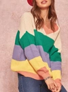 Promesa Open-back Cotton-blend Sweater In Cream/green In Beige