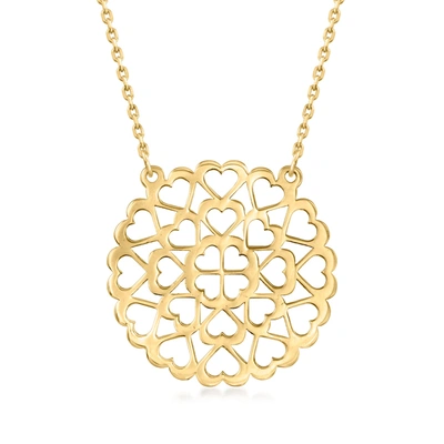 Canaria Fine Jewelry Canaria 10kt Yellow Gold Openwork Heart-pattern Circle Necklace