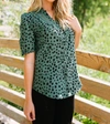 LISTICLE LEOPARD AND LACE BLOUSE IN DEEP SAGE