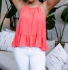 Veronica M Chiffon Halter Top In Neon Peach Chiffon In Pink