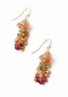 Anne Vaughan Blossom Czech Glass Statement Earrings In Gold/multi In Red