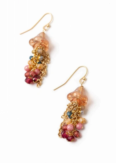 Anne Vaughan Blossom Czech Glass Statement Earrings In Gold/multi In Red
