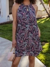 Veronica M Antoinette Halter Dress In Paisley Print In Purple