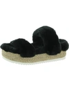 Steve Madden Katana Womens Faux Fur Open Toe Platform Sandals In Black