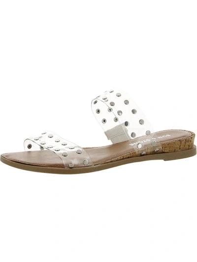 Sun + Stone Womens Flat Open Toe Slide Sandals In White
