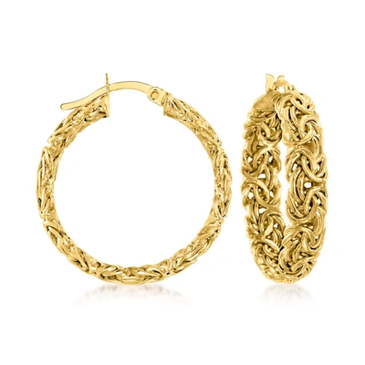 Canaria Fine Jewelry Canaria 10kt Yellow Gold Medium Byzantine Hoop Earrings
