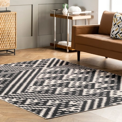 Nuloom Chiara Machine Washable Modern Geometric Area Rug In Black