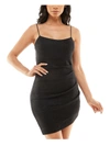 City Studio Juniors Womens Velvet Embellished Sheath Dress In Black