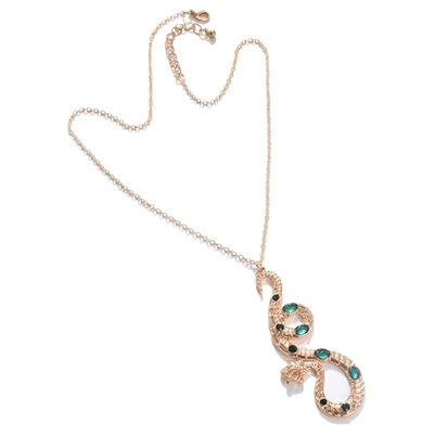 Sohi Gold-toned Green Gold-plated Necklace In Blue