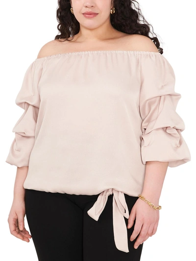 Msk Women Plus Womens Textured Off The Shoulder Blouse In Multi
