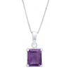 Max + Stone Sterling Silver 8x10 Emerald Cut Gemstone Pendant In Silver