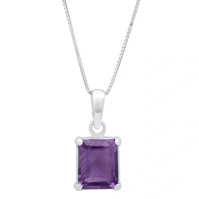 Max + Stone Sterling Silver 8x10 Emerald Cut Gemstone Pendant