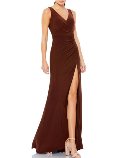 Ieena For Mac Duggal Womens Sleeveless Maxi Evening Dress In Brown