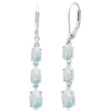 Max + Stone Gemstone Oval Shape Dangle Earrings In 925 Sterling Silver (1.5") In Silver