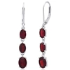 Max + Stone Gemstone Oval Shape Dangle Earrings In 925 Sterling Silver (1.5") In Red