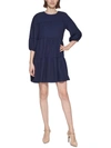 Calvin Klein Womens Tiered Textured Shift Dress In Blue