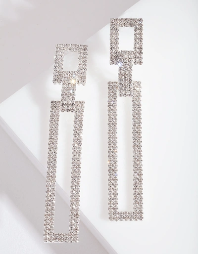 Lovisa Diamante Rectangle Drop Earrings In Silver