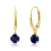 NICOLE MILLER 10K WHITE OR YELLOW GOLD ROUND CUT 5MM GEMSTONE DANGLE LEVER BACK EARRINGS WITH PUSH BACKS