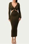 THE SANG KNIT CUTOUT MAXI DRESS IN OLIVE