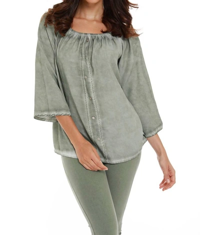 French Kyss Luciana Button Off The Shoulder Top In Olive In Green