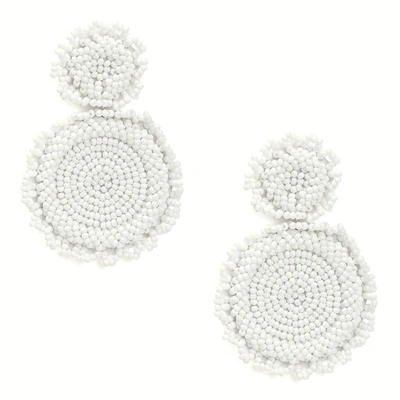 Sohi White Beaded Contemporary Boho Drop Earrings In Silver