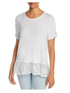 A+A COLLECTION WOMENS LACE TRIM SHORT SLEEVE T-SHIRT