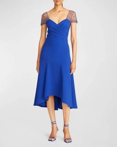 Theia Anette Beaded High-low Cocktail Dress In Blue