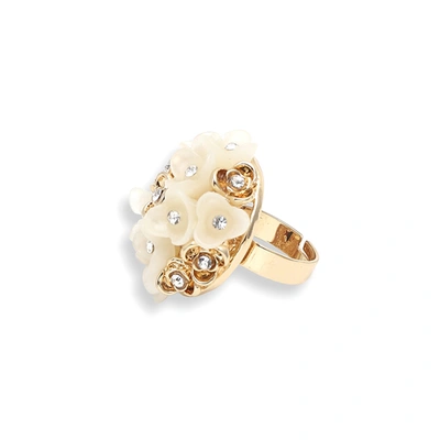 Sohi White Color Gold Plated Party Designer Stone Ring For Women In Silver