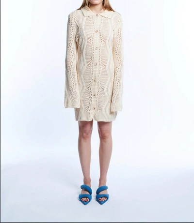 Beige Botany Crochet Button Dress In Beige
