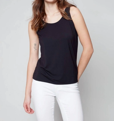Charlie B Reversible Bamboo Cami Top In Black In Blue