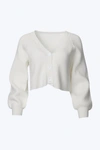 SUN IMPERIAL CROPPED SLOUCHY RIBBED-KNIT CARDIGAN IN MILK