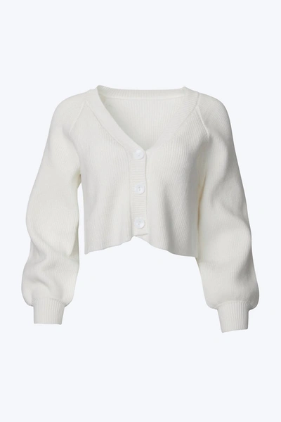 Sun Imperial Cropped Slouchy Ribbed-knit Cardigan In Milk In White