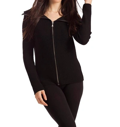 French Kyss Amaya Zip Front Cardigan In Black