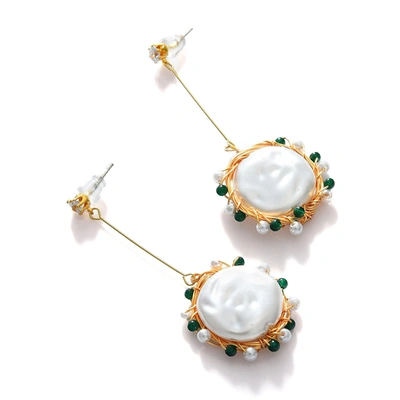 Sohi Gold Plated Pearl Beaded Drop Earring In Silver