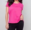 CHARLIE B SOLID SHORT SLEEVE TOP IN WATERMELON