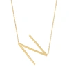 Max + Stone 10k Solid Yellow Gold Large Sideways Block Letter Initial With Extendable Cable Chain, 16 To 18 Inch In Gold
