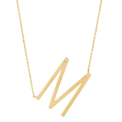 Max + Stone 10k Solid Yellow Gold Large Sideways Block Letter Initial With Extendable Cable Chain, 16 To 18 Inch