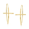 Ross-simons 14kt Yellow Gold Curved Cross Drop Earrings In Gold