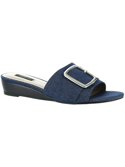 Array Milan Womens Leather Slip On Slide Sandals In Blue