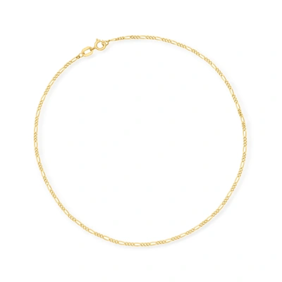 Canaria Fine Jewelry Canaria 1.25mm 10kt Yellow Gold Figaro-link Anklet In White