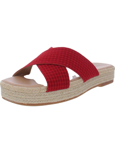 Lucky Brand Gayte Womens Printed Slip On Flatform Sandals In Red
