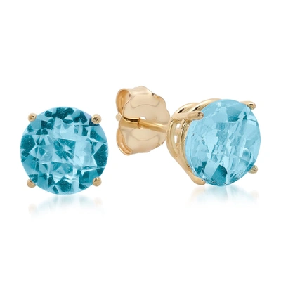 Max + Stone 10k Yellow Gold 6mm Round Stud Earrings In Blue