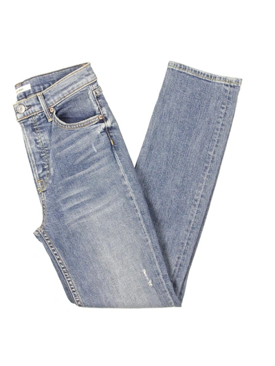 Grlfrnd Reed Womens Denim Medium Wash Slim Jeans In Blue