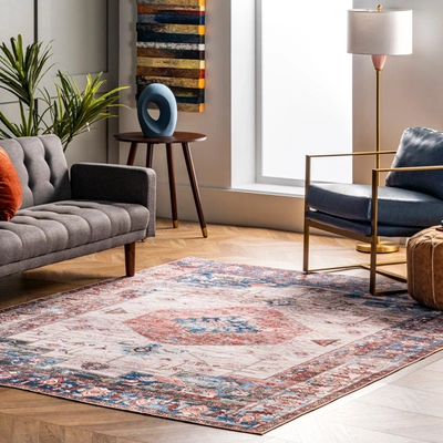 Nuloom Eliza Machine Washable Traditional Medallion Area Rug In Pink